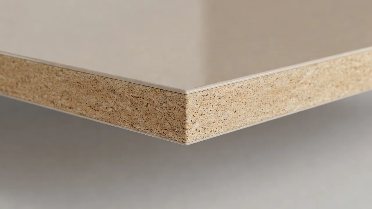 Detalhe de painel de MDF revestido